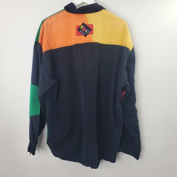 Vintage 80s Wicked Spirits of Peace Hip Hop Patchwork Denim Button Up - Picture 4 of 6